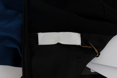 Blue Black Silk Shift Sheath Dress