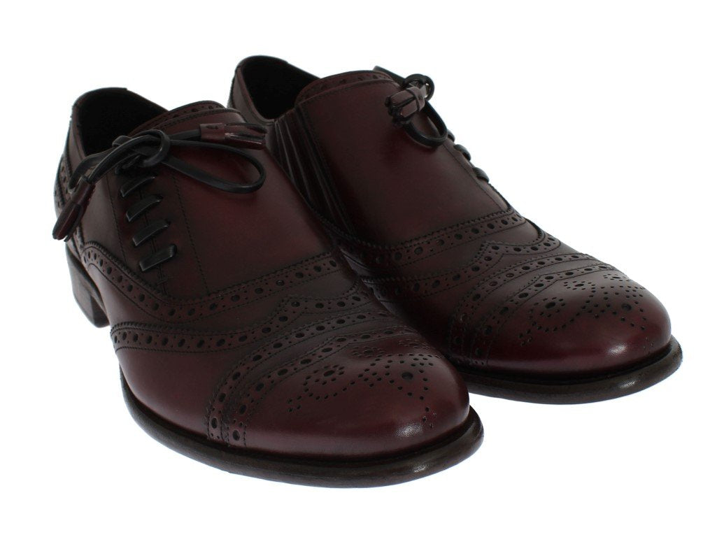 Bordeaux Leather Wingtip Oxford Shoes