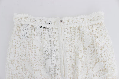 White Cotton Ricamo Lace Pencil Skirt