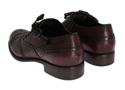 Bordeaux Leather Wingtip Oxford Shoes