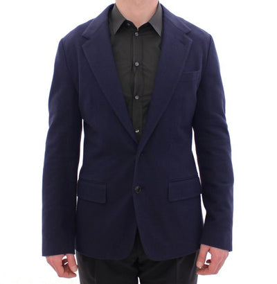 Blue tailored fit cotton blazer