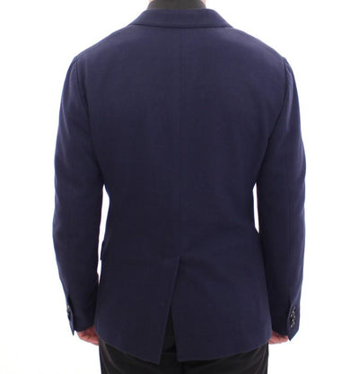 Blue tailored fit cotton blazer