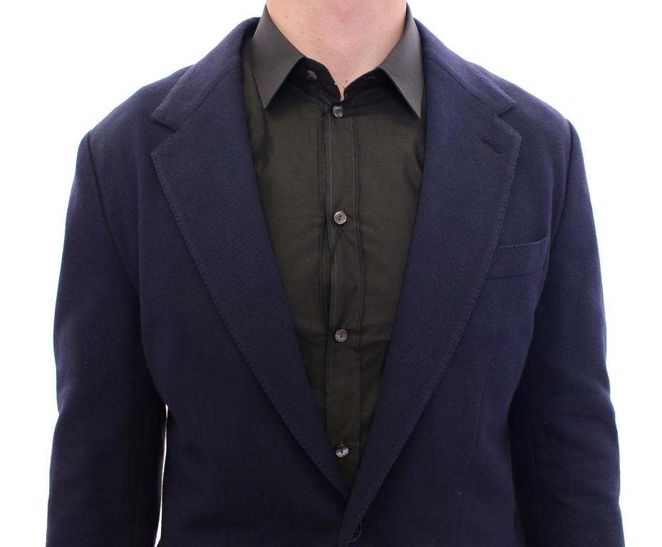 Blue tailored fit cotton blazer