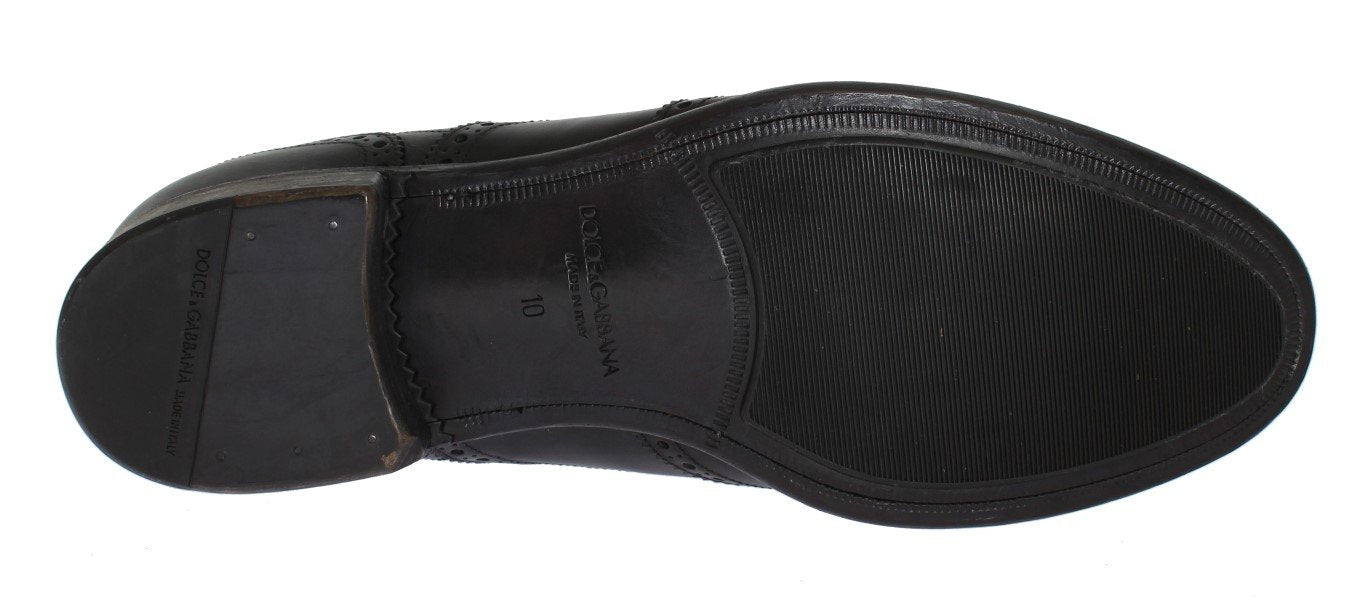 Black Leather Wingtip Oxford Shoes