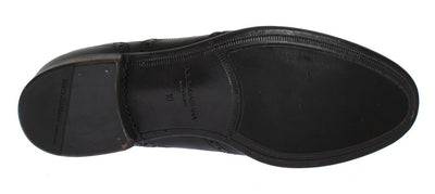 Black Leather Wingtip Oxford Shoes