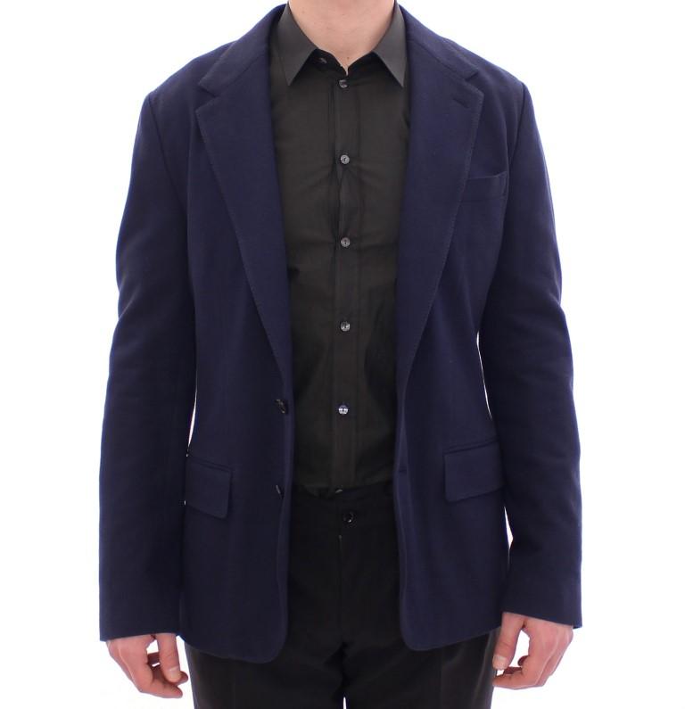 Blue tailored fit cotton blazer