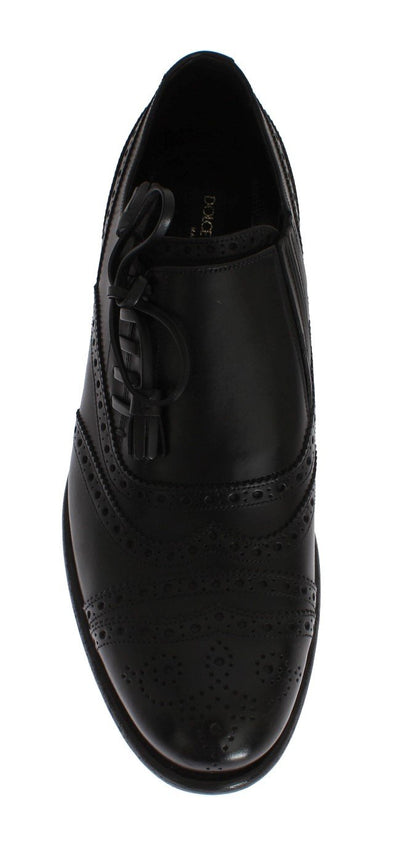 Black Leather Wingtip Oxford Shoes