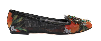 Orange Crystal Ballet Flats Shoes