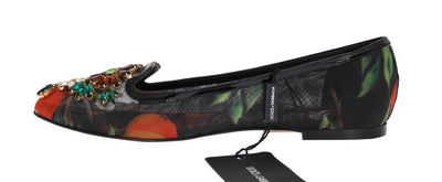 Orange Crystal Ballet Flats Shoes