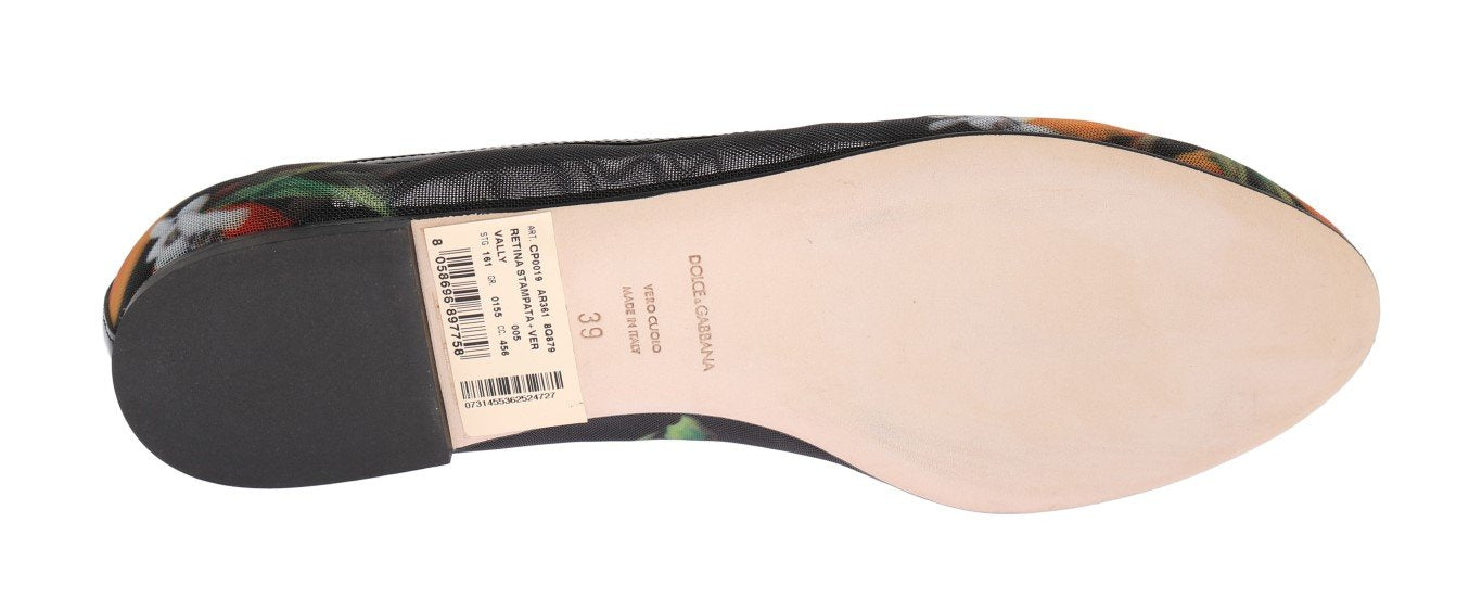 Orange Crystal Ballet Flats Shoes