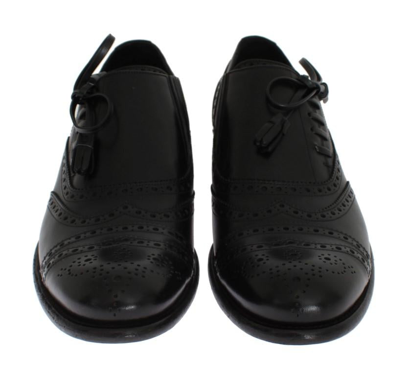 Black Leather Wingtip Oxford Shoes