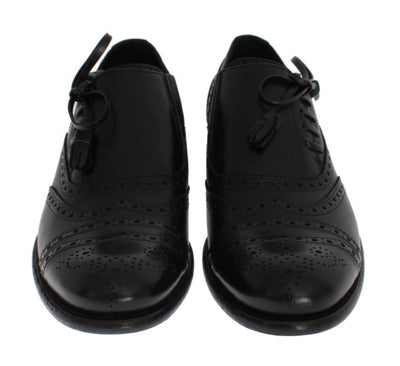 Black Leather Wingtip Oxford Shoes