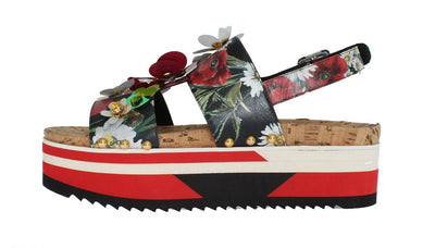 Floral Crystal Leather Sandals