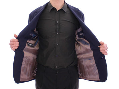 Blue tailored fit cotton blazer