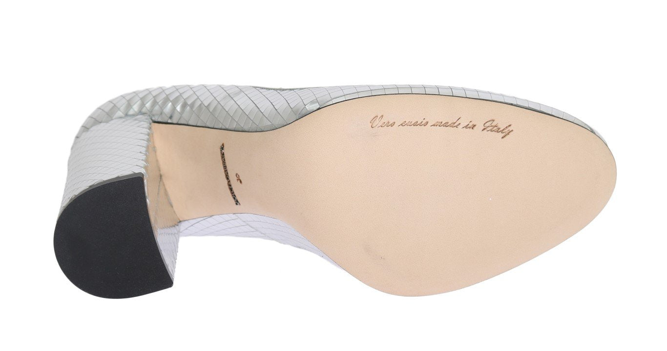 Silver Mosaic Shiny Leather Pumps