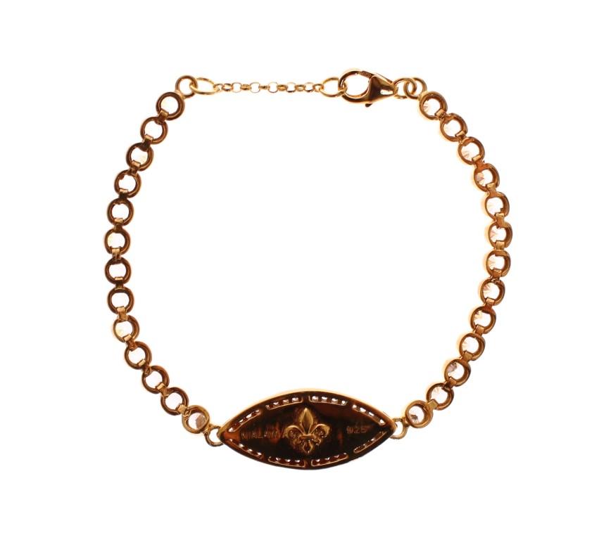 Hamsa Eye Gold Plated Red CZ 925 Silver Bracelet