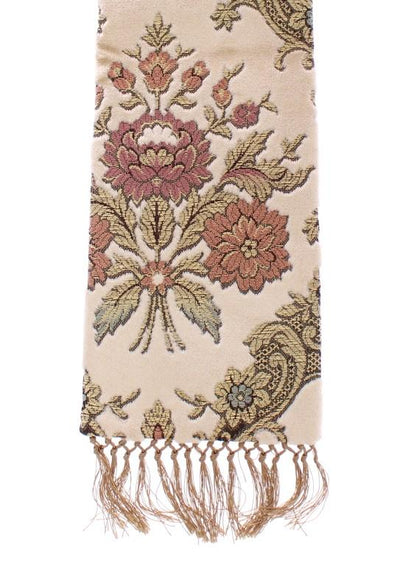 Scarf Men's Beige Silk Necktie Baroque Pattern