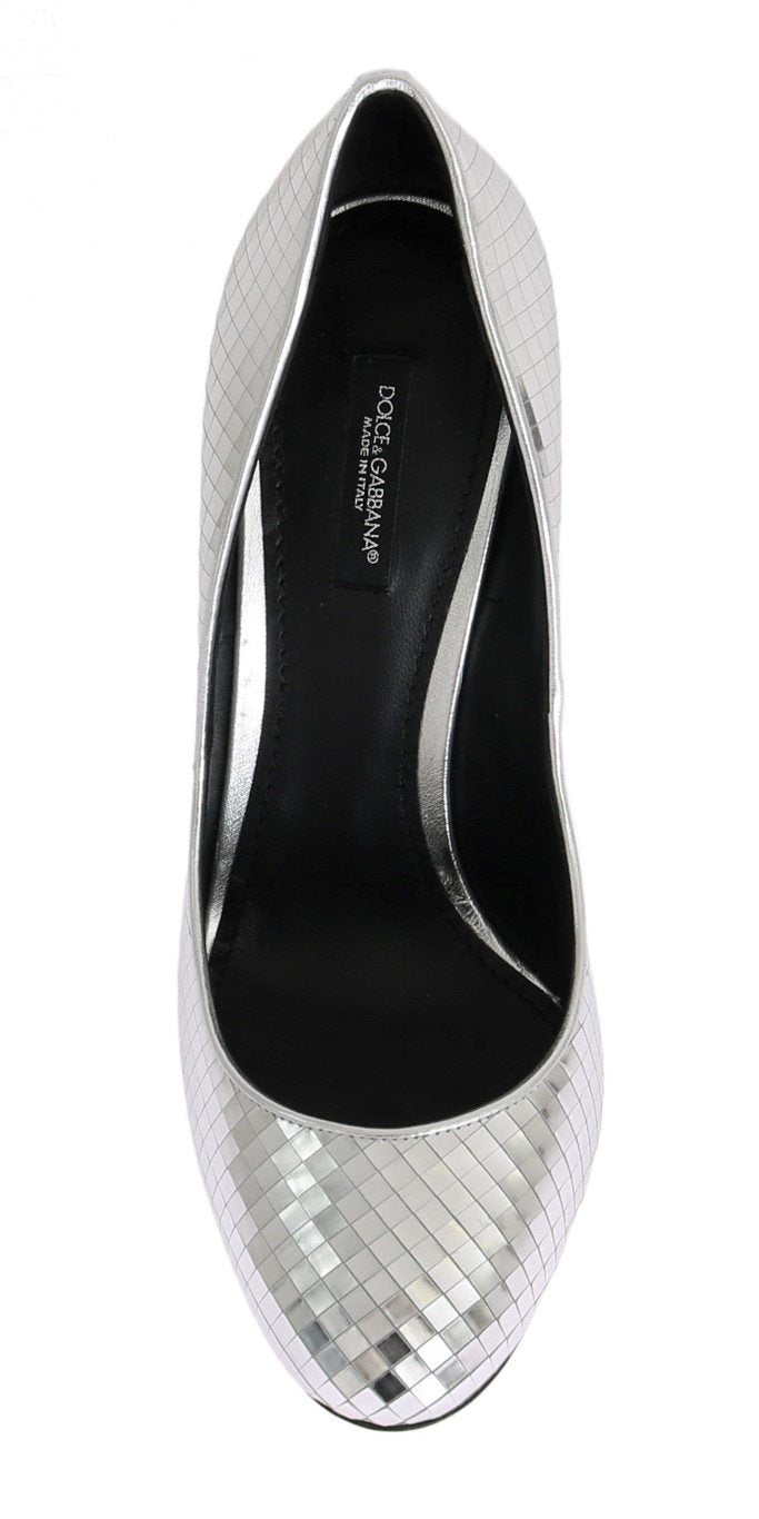 Silver Mosaic Shiny Leather Pumps