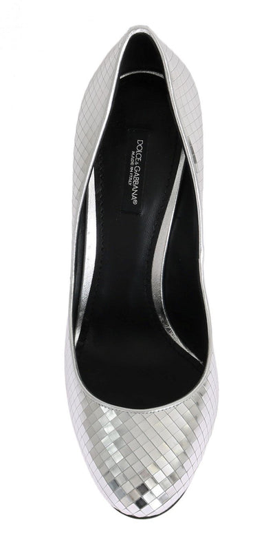 Silver Mosaic Shiny Leather Pumps