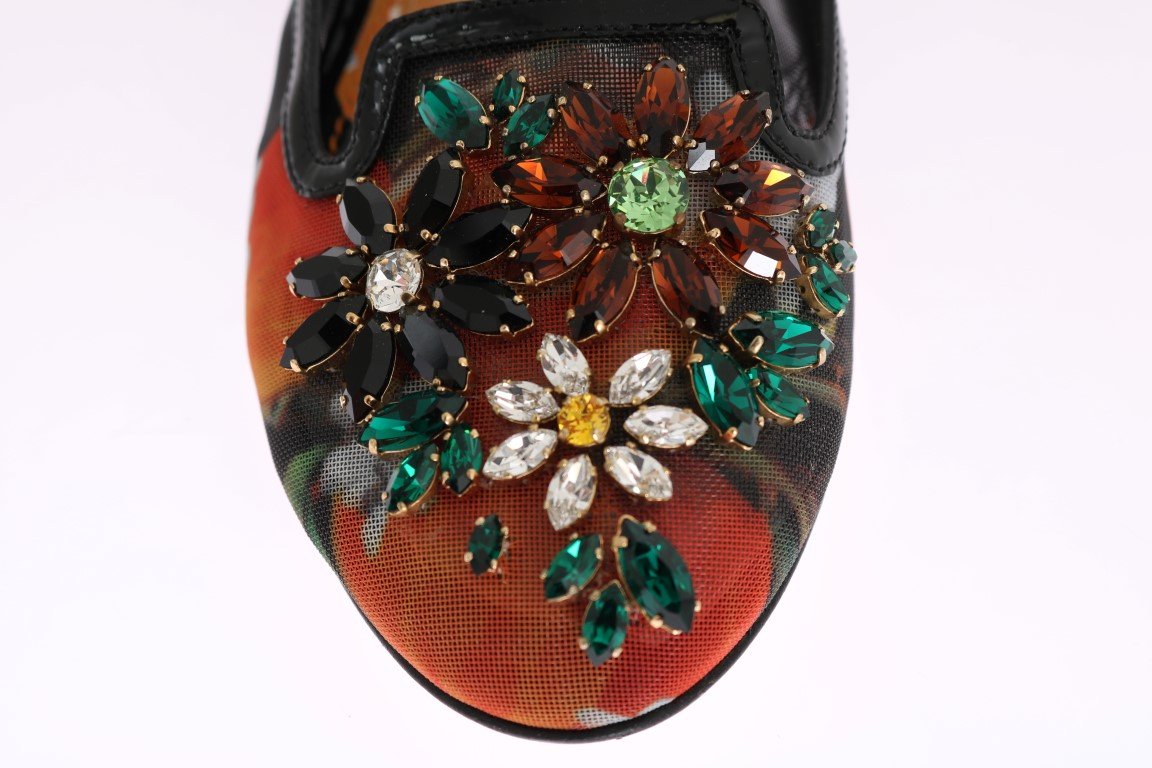 Orange Crystal Ballet Flats Shoes