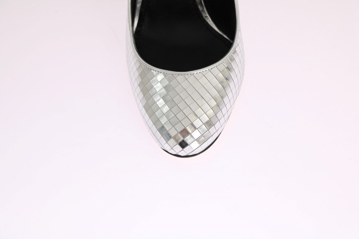 Silver Mosaic Shiny Leather Pumps