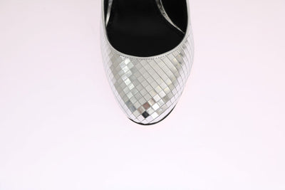 Silver Mosaic Shiny Leather Pumps