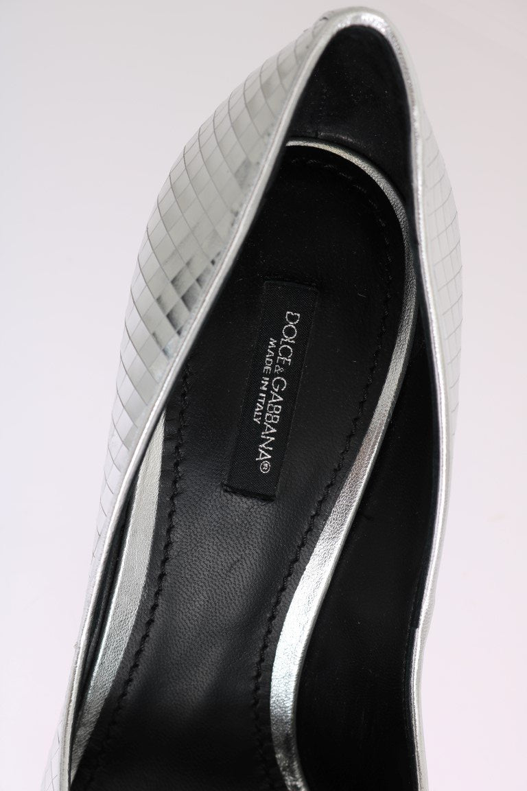 Silver Mosaic Shiny Leather Pumps
