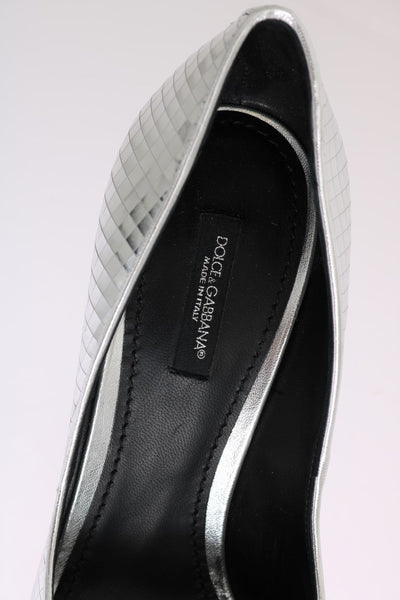 Silver Mosaic Shiny Leather Pumps