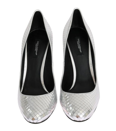 Silver Mosaic Shiny Leather Pumps