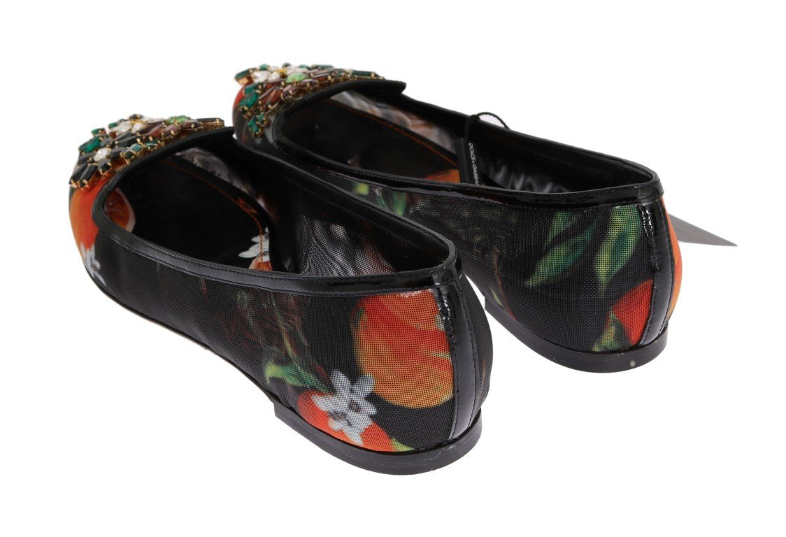 Orange Crystal Ballet Flats Shoes