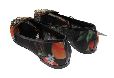 Orange Crystal Ballet Flats Shoes