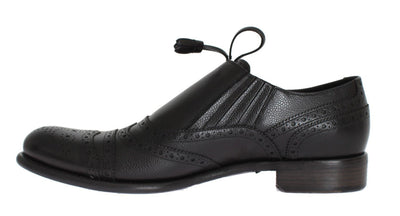Black Leather Wingtip Oxford Shoes