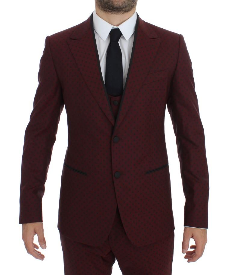 Bordeaux Wool Stretch Slim 3 Piece Suit