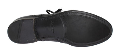 Black Leather Wingtip Oxford Shoes