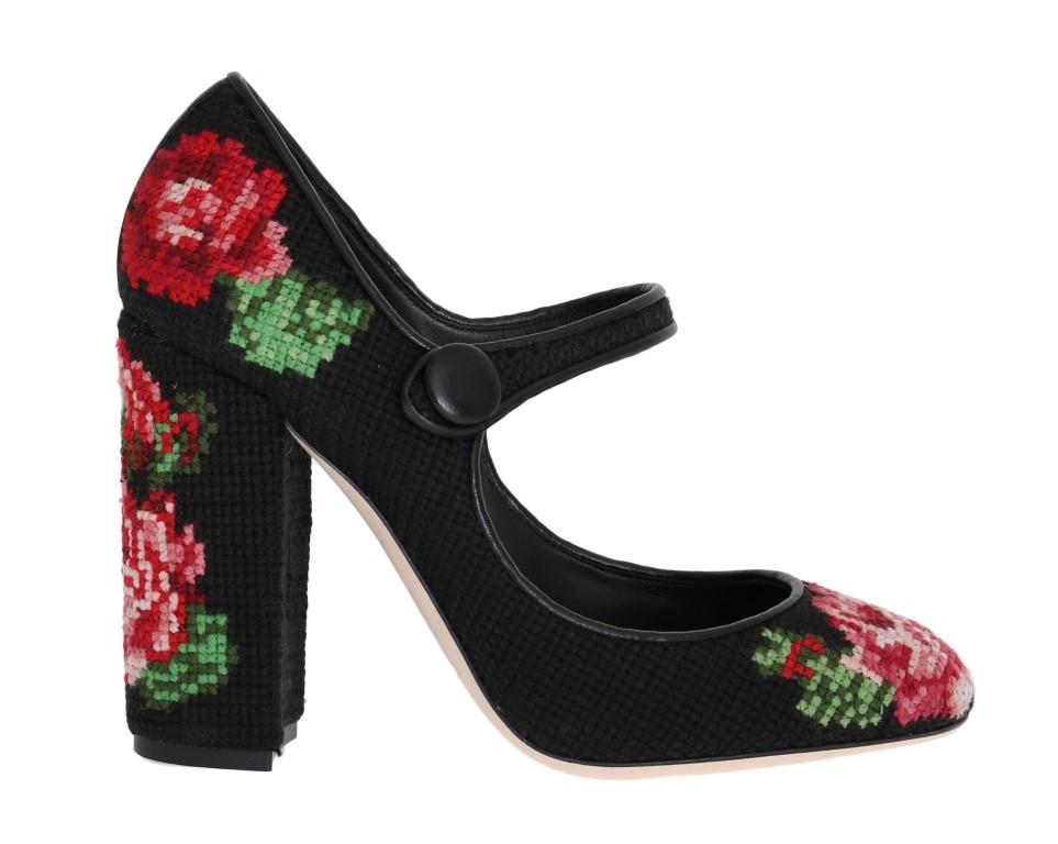 Floral Leather Hand Stitched Pumps