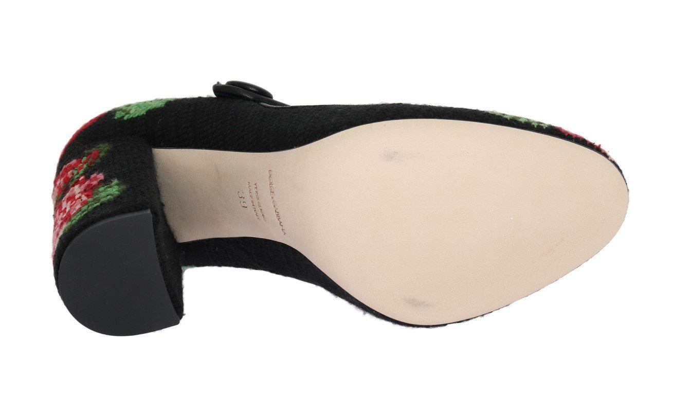 Floral Leather Hand Stitched Pumps
