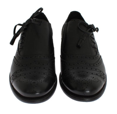 Black Leather Wingtip Oxford Shoes