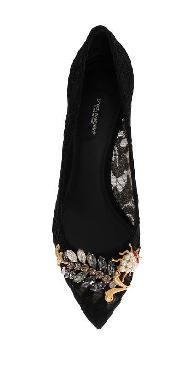 Black Taormina Lace Crystal Pumps