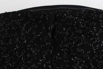 Black Strapless Embellished Pencil Dress