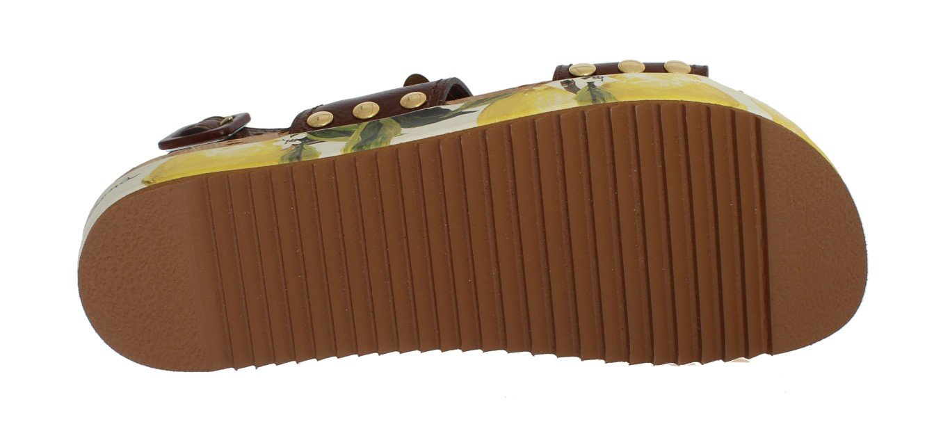 Brown Leather Lemon Crystal Sandals