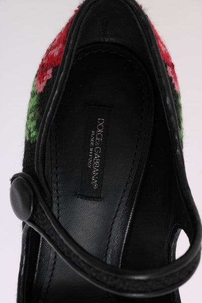Floral Leather Hand Stitched Pumps