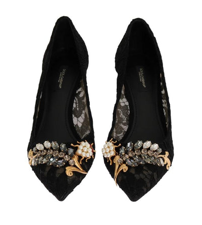 Black Taormina Lace Crystal Pumps