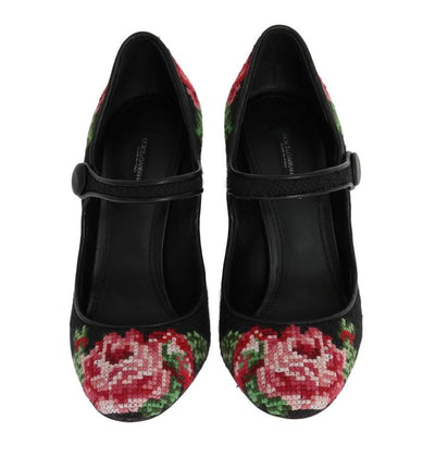 Floral Leather Hand Stitched Pumps