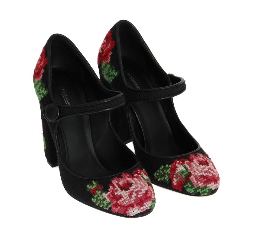 Floral Leather Hand Stitched Pumps
