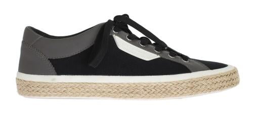 Black Gray Canvas Leather Logo Sneakers