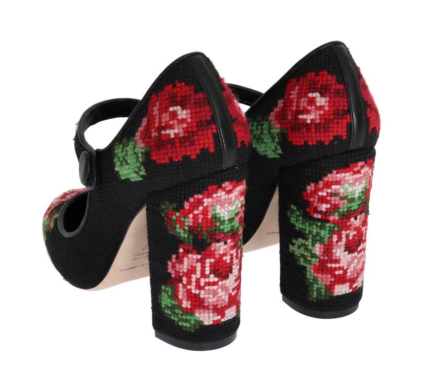 Floral Leather Hand Stitched Pumps