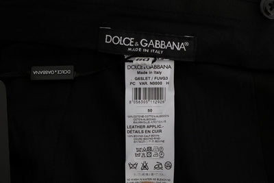 Black Cotton Velvet Capri Pants