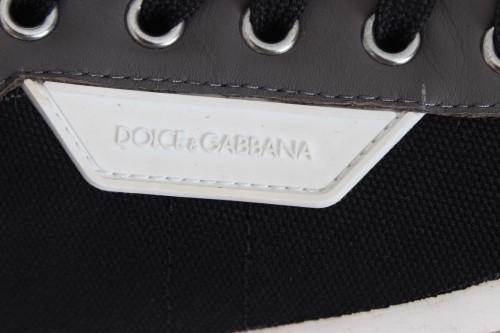 Black Gray Canvas Leather Logo Sneakers