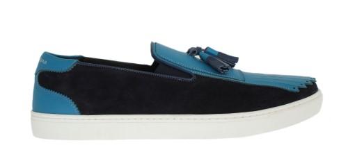 Blue Crust Nappa Leather Logo Sneakers