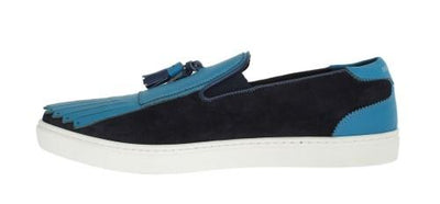 Blue Crust Nappa Leather Logo Sneakers